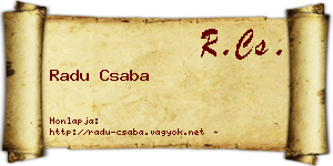 Radu Csaba névjegykártya
